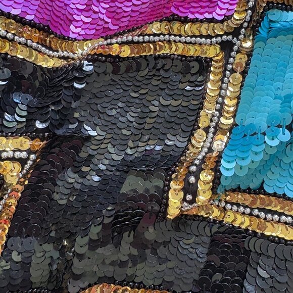 Vintage Carina 1980s Sequin Beaded Jacket | L | Black Silk Statement Blazer - Picture 11 of 13